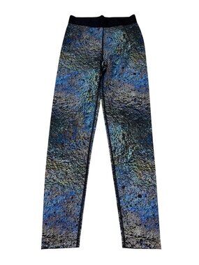 Alala Womens Printed Leggings Small Textured Blue/Black gasoline print  (ii709)
